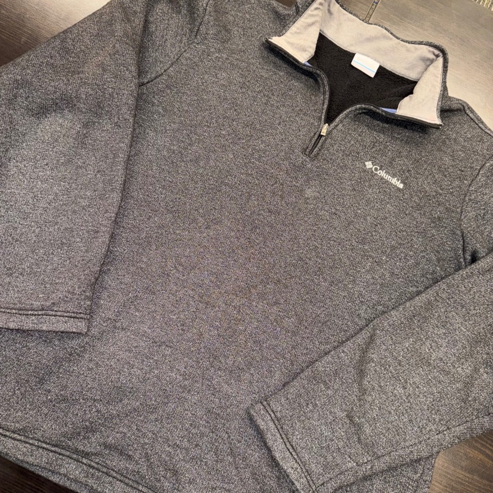 Columbia‎ Fleece Pullover Mens XL Gray Excellent Heathered 1/4 Zip AM1534
